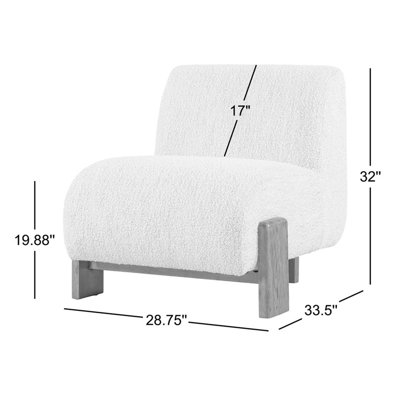 Slipper Chair, Ivory Polyester Blend
