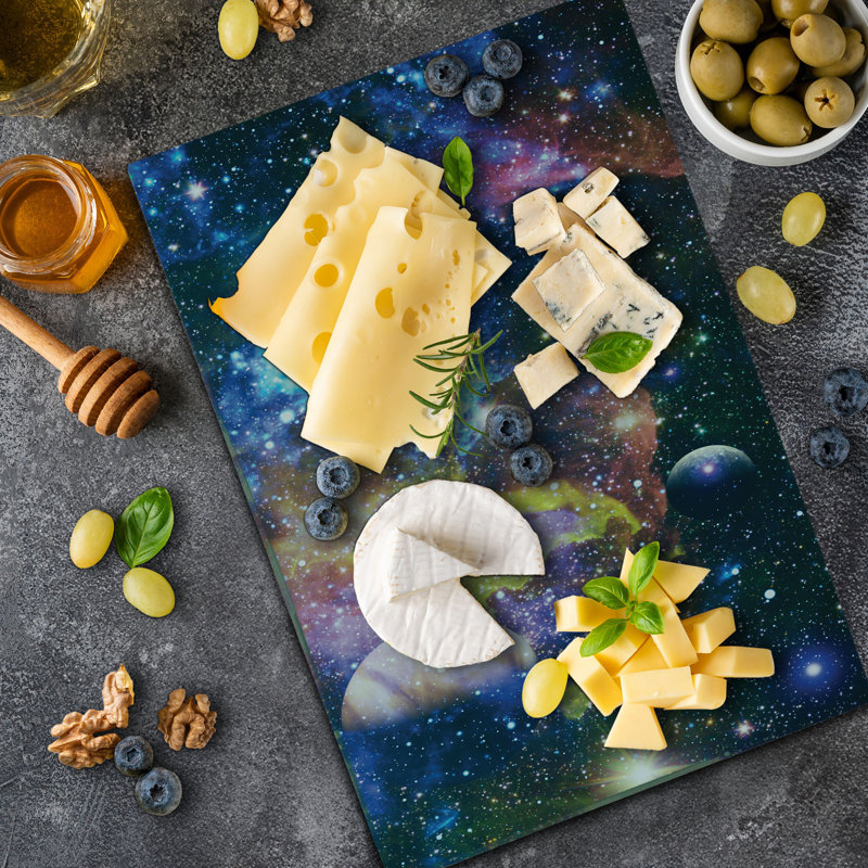 Ambesonne Space Cutting Board Large Size Futuristic Interpretation Multicolor