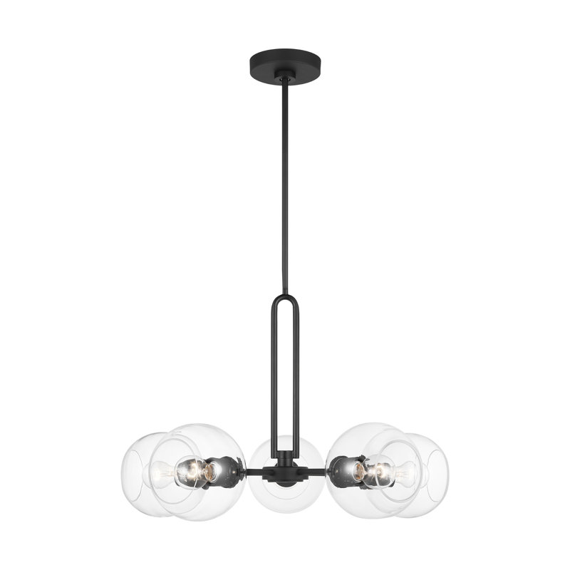 Talia 5 - Light Dimmable Sputnik Chandelier, Midnight Black, 17.38" H x 26" W x 26" D