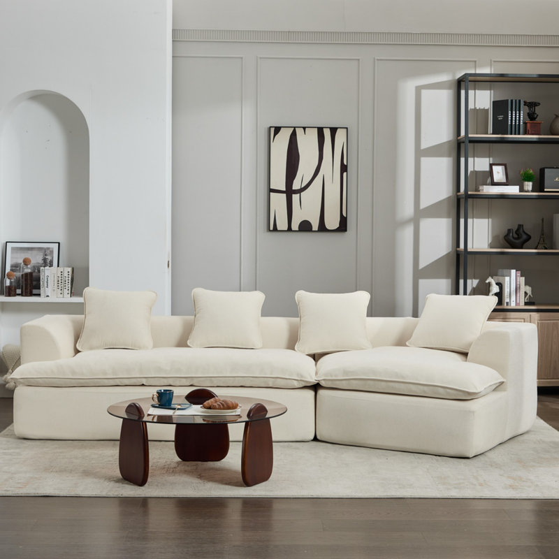 Canapé modulaire avec repose-pieds amovible, Blanc
