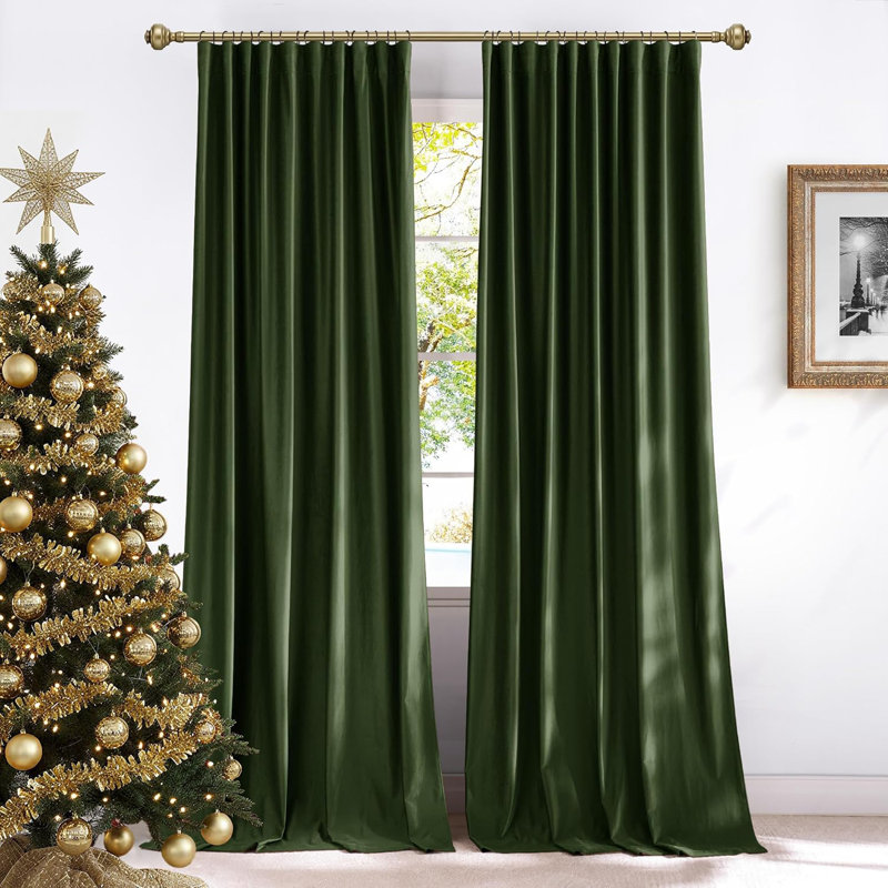  Velvet Blackout Curtains Thermal Insulated Room Darkening Drapes with Rod Pocket/Back Tab/Shower Hook Hanging Options for Bedroom Privacy, 2 Panels