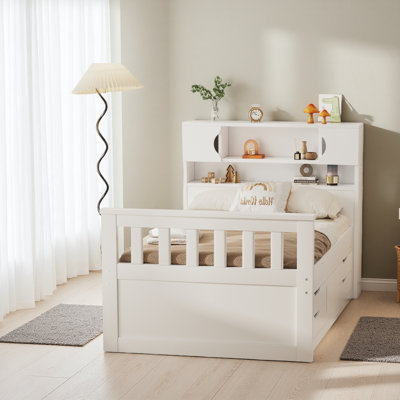 Base de lit plateforme simple avec bibliothèques de rangement