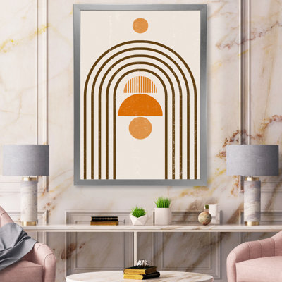 Abstrait arc-en-ciel, soleil et lune dans les tons de terre IV - cadre photo, reproduction d'art sur toile
