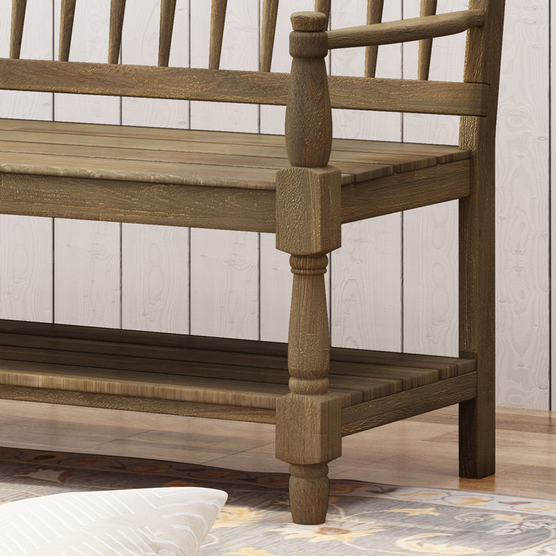 Banc de rangement en bois massif, Gris