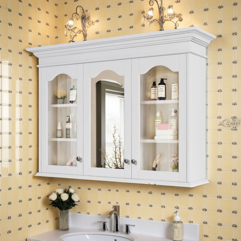 Armoire à pharmacie murale de 40 po avec miroir, 3 portes et 6 tablettes réglables