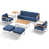 Coussin bleu / cadre blanc