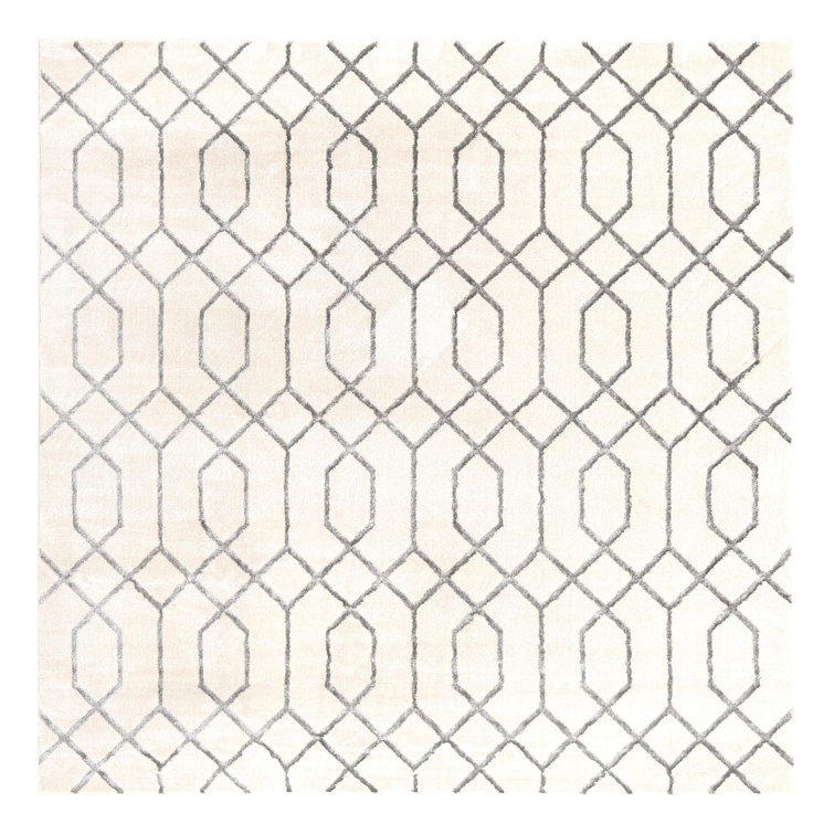 Glam Geometric White Silver Area Rug