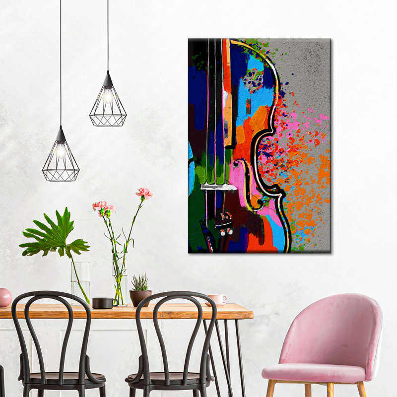 Impression sur toile colorée violon, H 30 po x l 20 po x P 1,25 po