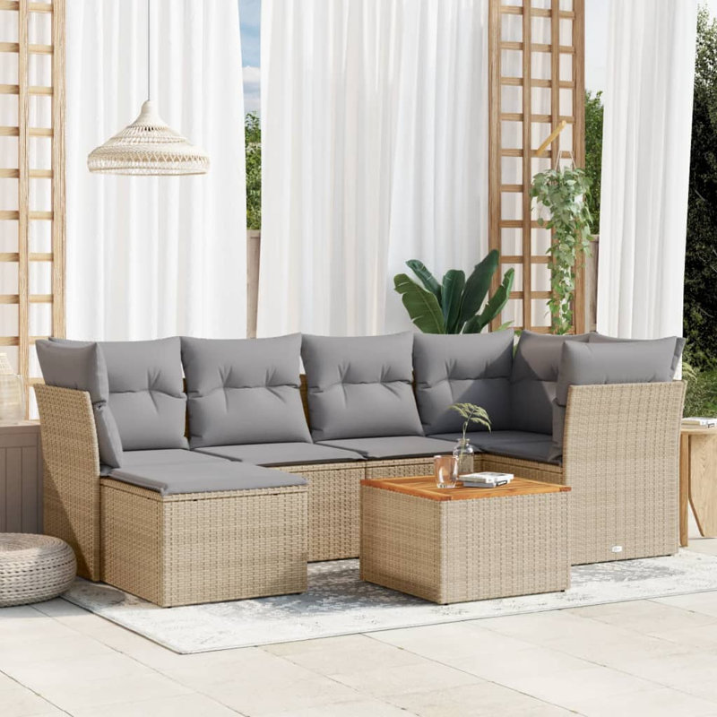  Ensemble de canapé de jardin en mélange de PE et de rotin beige