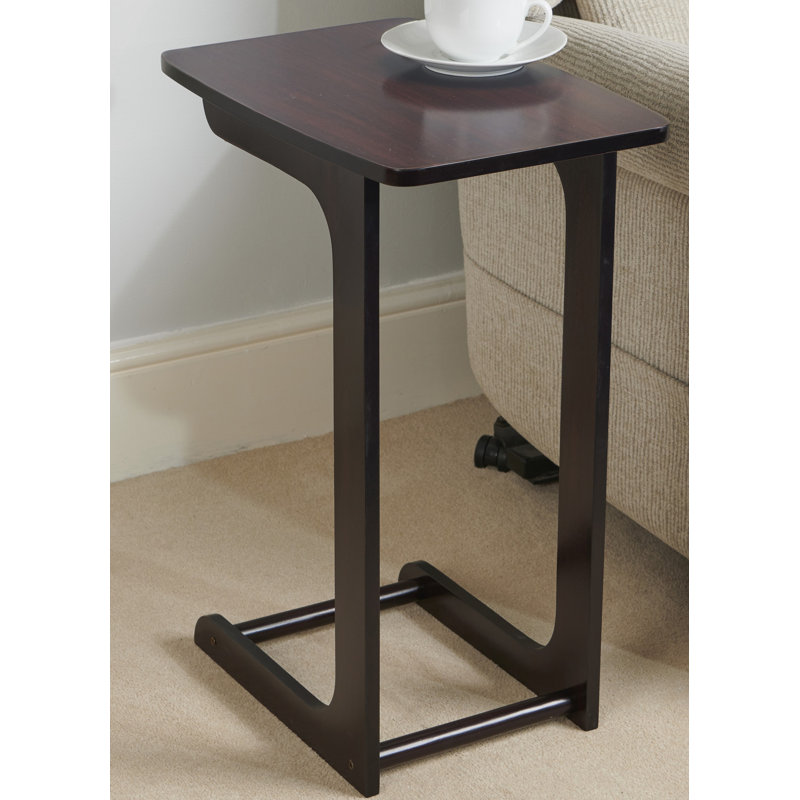 Cafferata C-Shaped Wooden End Table, Dark Brown