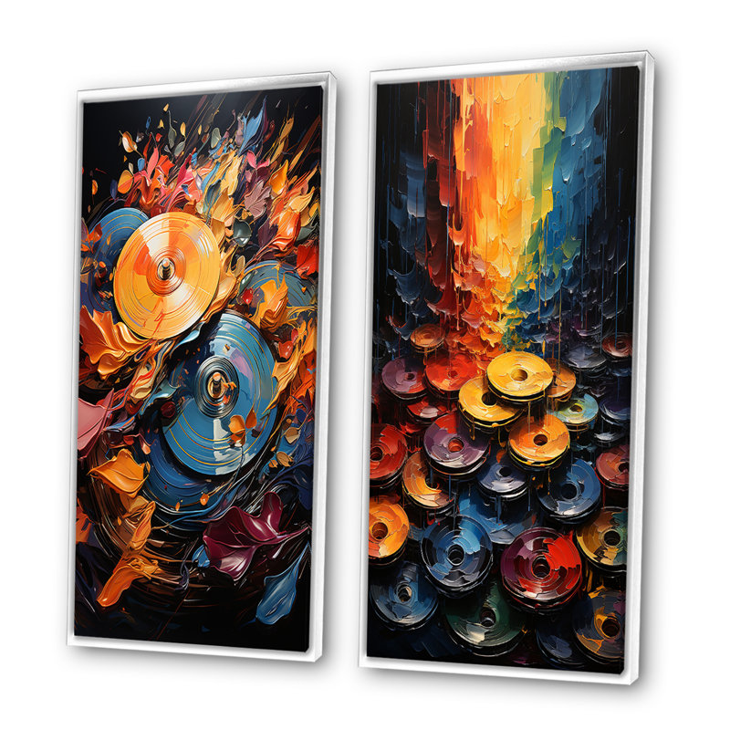 "Colourful Symmetris I", 2 pièces, Cadre blanc, H 40 po x l 40 po