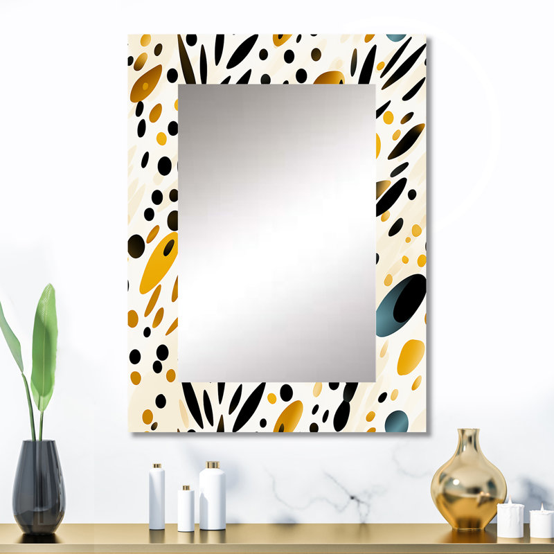 «Schutt», guépard noir et noir imprimé Simplicity - miroir mural décoratif géométrique, 32 po x 24 po