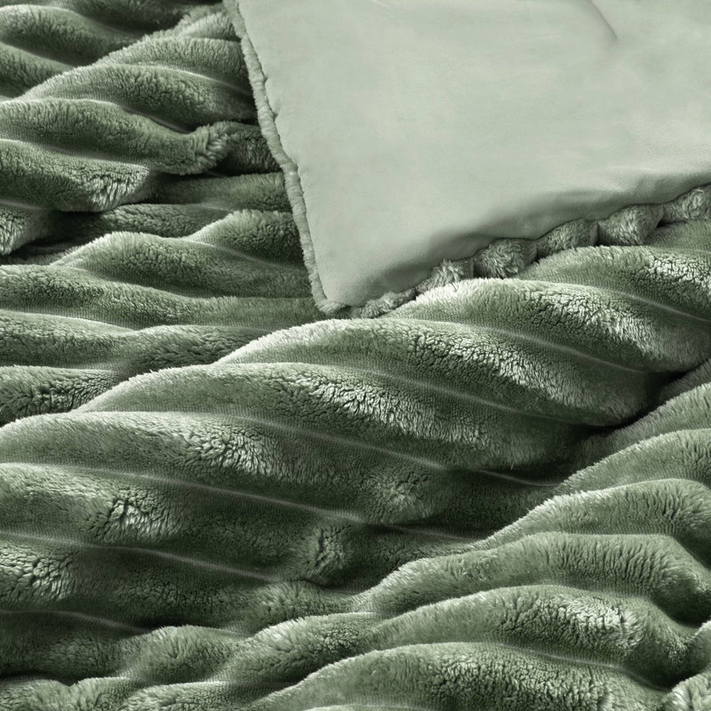 Ensemble d'édredon 2 pièces TG, Vert, Édredon pour lit simple + 1 taie décorative stan