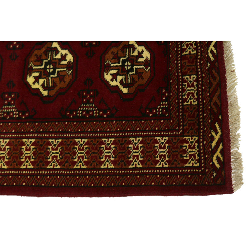 Tapis de couloir unique en laine noué à la main rouge nouvel âge 2 pi 4 po x 9 pi 7 po Patrena