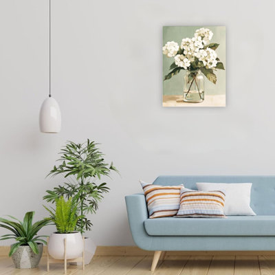 Hortensia blanche toile murale décoration d'intérieur 24 x 18 pouces