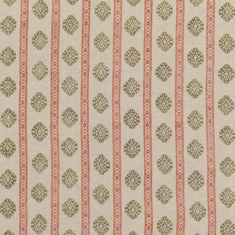 Coromandel Alma Linen Fabric, Red/Green