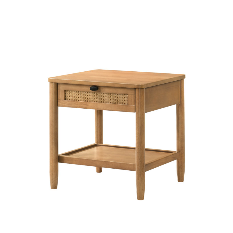 Table de chevet avec tablette en noyer