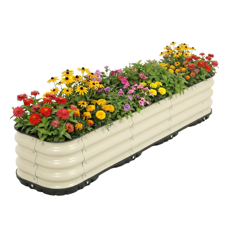 Planter, 11.2" H x 63.0" W x 16.5" D, Beige