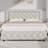 Alber Faux Leather Diamond Tufted Platform Bed with Headboard & 2 Rustic Farmhouse Nightstands Set, Barn Door End Tables with Storage Shelf-1409822698-1409822703