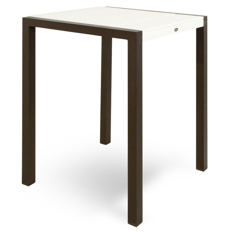 Table de bar POLYWOOD Surf City, Bronze texturé / Blanc classique, 30 po x 30 po