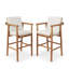 2 tabourets de bar à hauteur de comptoir modernes en bois d'acacia avec dossier et siège à sangles pour patio, piscine et jardin