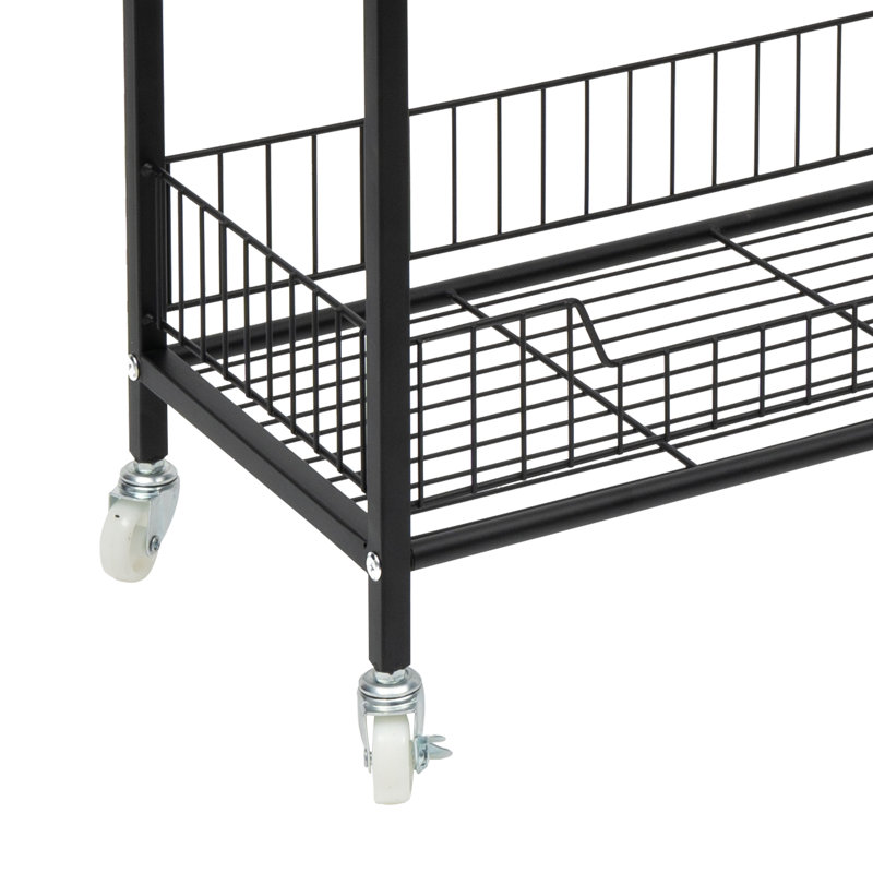 Maurisha 19.68'' W Metal Storage Rack with Wheels, Black