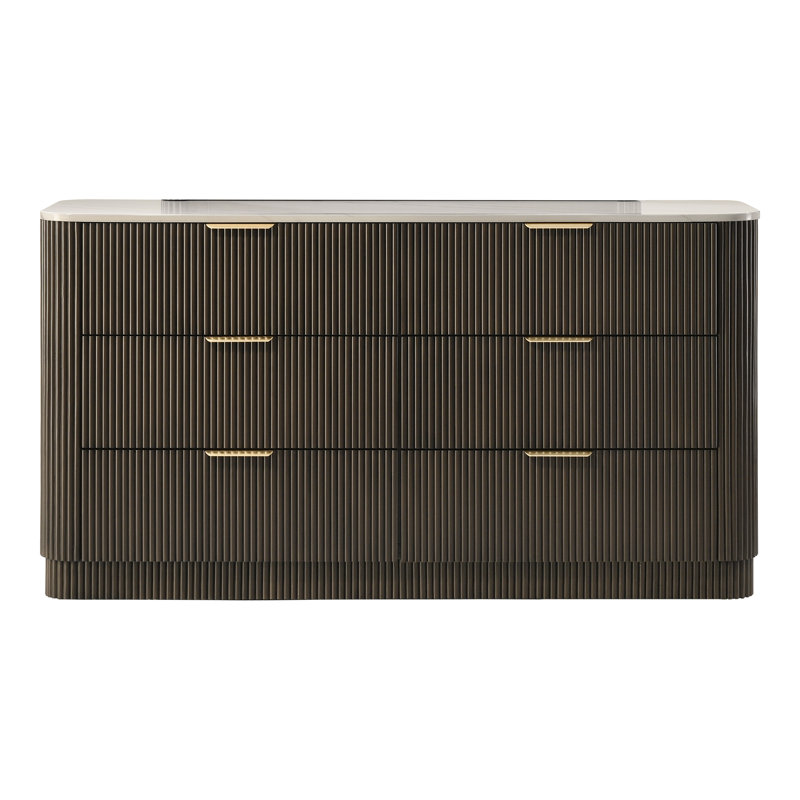 Commode 6 tiroirs avec plateau en faux marbre Willoa