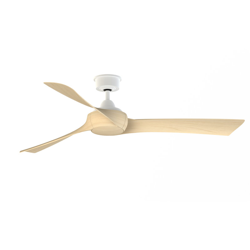 Wrap Custom 60 inch Indoor/Outdoor Ceiling Fan - Matte White with Natural blades, Natural, Matte White