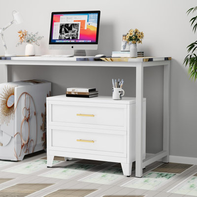 Metal File Cabinet, 32" W Metal 2 Drawer Cabinet for Home Office, Chests of Drawers Organizer for Clothes, Kids Room, Living Room, Hallway, Entryway (White)