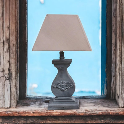 Marah 32 Solid Wood Table Lamp | Washed Finish with Fabric Shade Rustic Country Lighting Accent for Home Décor
