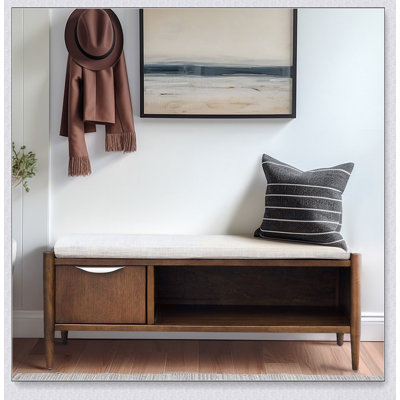 Banc d'appoint d'inspiration Mid-Century avec rangement et coussin rembourré confortable pour une polyvalence moderne