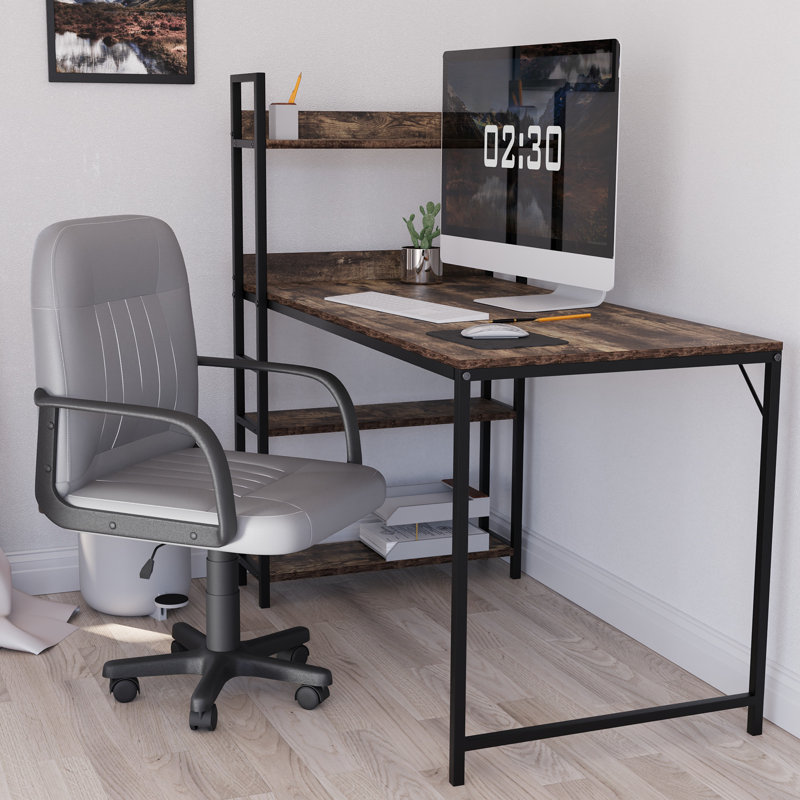 Office Desk Chair With Arms, Adjustable, Swivel, Comfortable Desk Chair, UKFR Certified, Grey