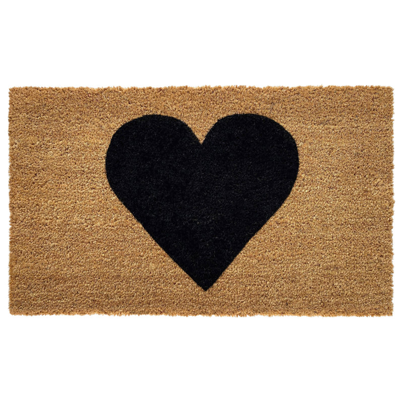 Tapis d'extérieur antidérapant Grandwood Heart, Naturel/noir, l 17 po x L 29 po