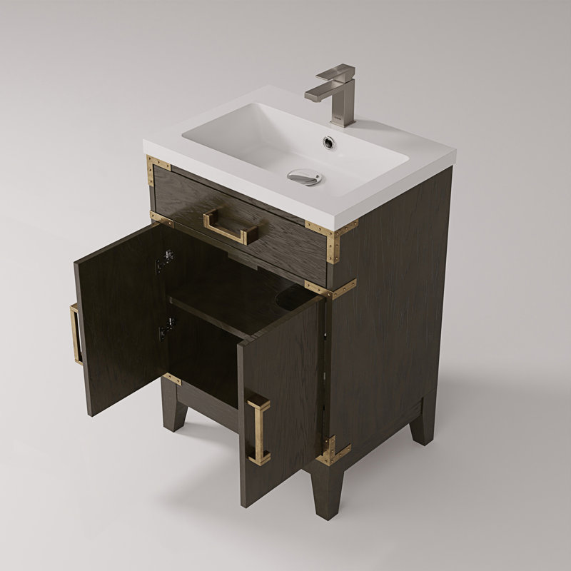 24 po X P 18 po Ensemble de meuble-lavabo et robinet en acrylique D, Chêne brun