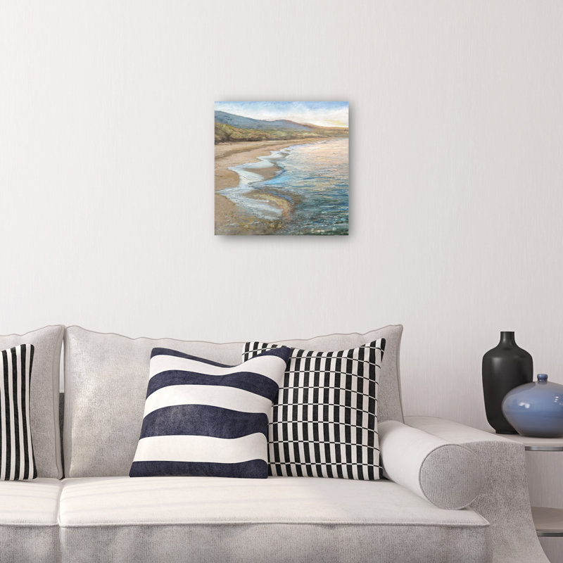 Rolling Tides Blue and White Canvas Art Print 20" x 20"