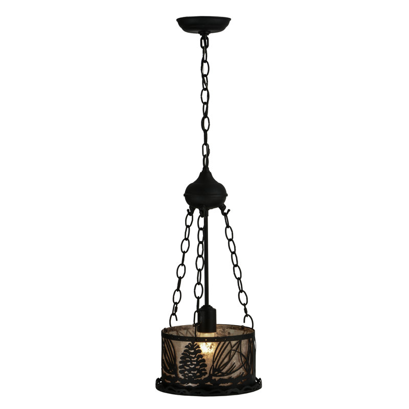 Luminaire suspendu tambour 1 lumières unique, Noir