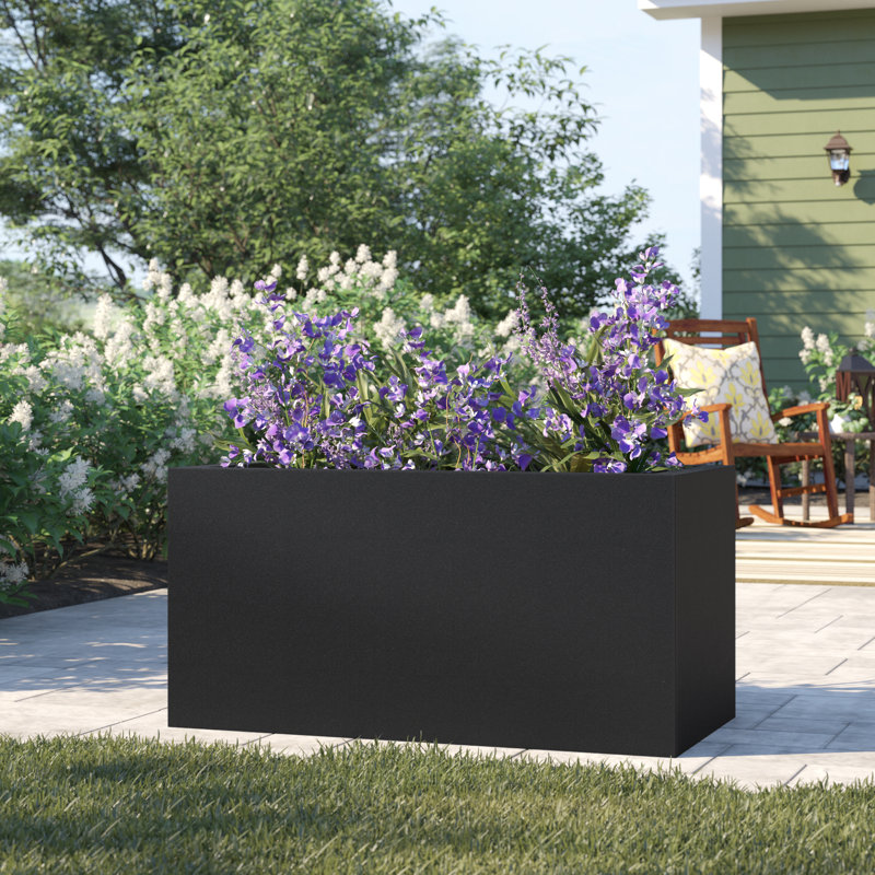 Sandal Handmade Planter Box, 24" H x 47.25" W x 24" D, Onyx Black Lite