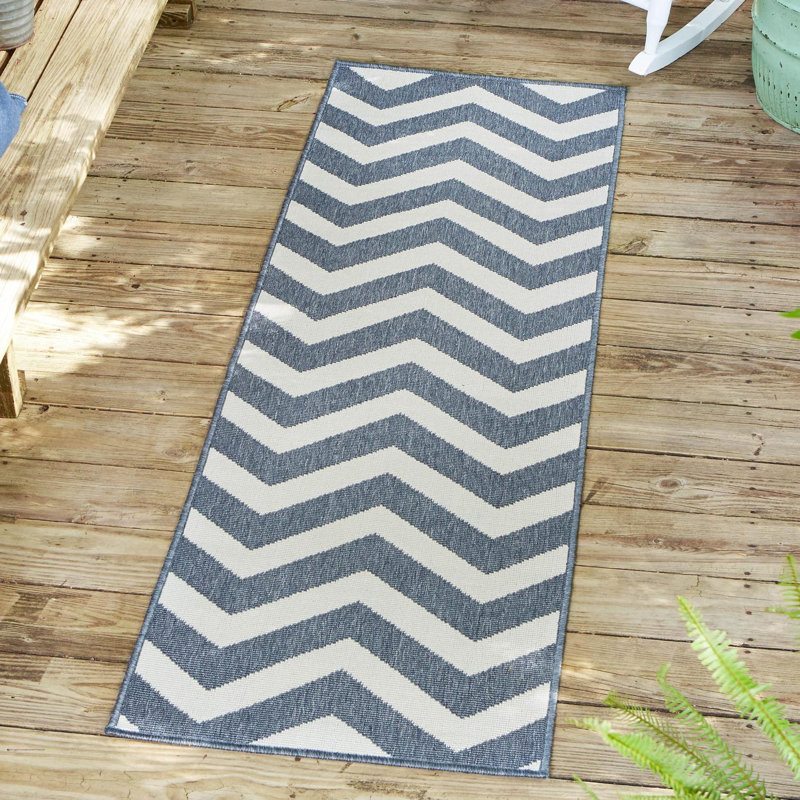 Tapis intérieur / extérieur bleu marine Arella, Tapis de couloir 2 pi x 6 pi