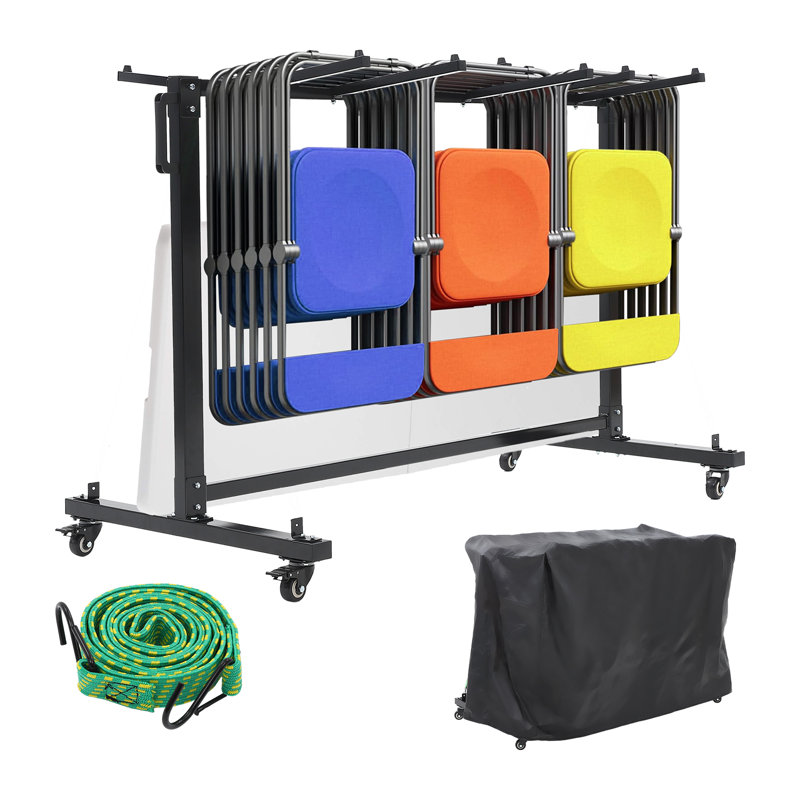 Chariot pliant robuste pour roulettes avec roulettes, chariot de rangement d'une capacité de 400 lb pour 42 chaises ou 12 tables, chariot roulant polyvalent avec housse de protection, 1 couche