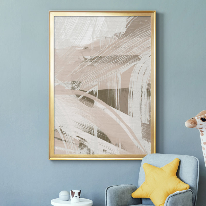 Toile encadrée de qualité supérieure Earthtone Swipe II - prête à être accrochée, Cadre doré, H 24,5 po x l 18,5 po x P 1 po