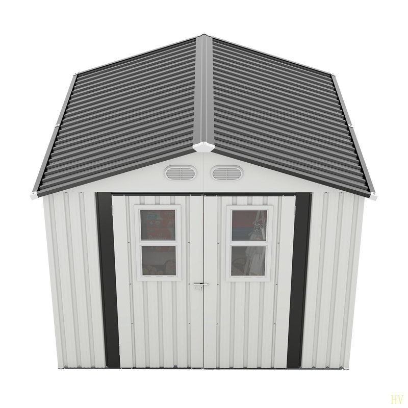 Remise de rangement pour l'extérieur, film de protection 8 X 8, quatre portes verrouillables à la lumière du jour, un cadeau pratique et réfléchi