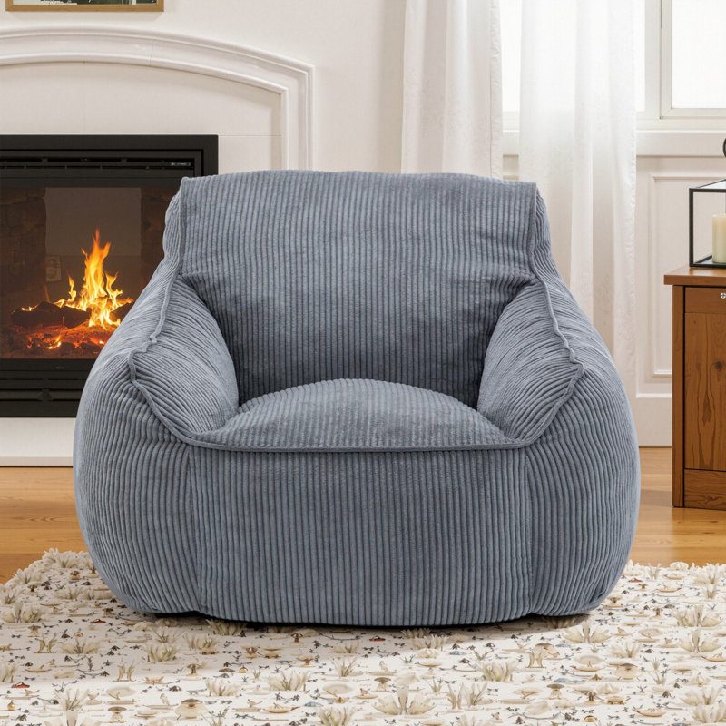 Fauteuil à billes en velours côtelé Compression, Gris
