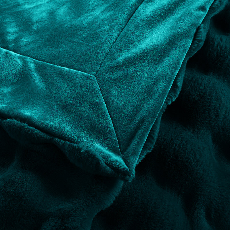 Bubble Faux Fur Throw Blanket, Teal, 50" W x 60" L
