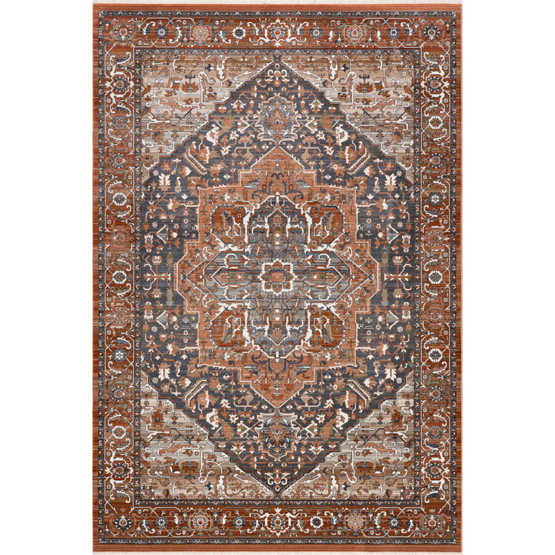 Valentine Oriental Red/Brown Area Rug, Rectangle 2' x 3'7"