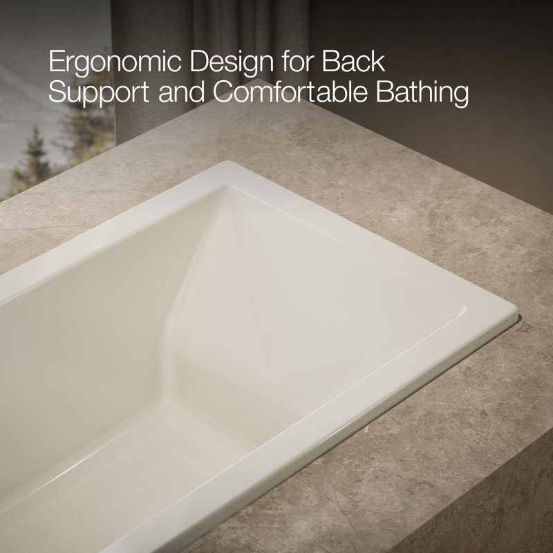 Underscore® 60" x 30" Drop-In or Undermount Acrylic Soaking Bathtub with Sloped Backrest, Biscuit