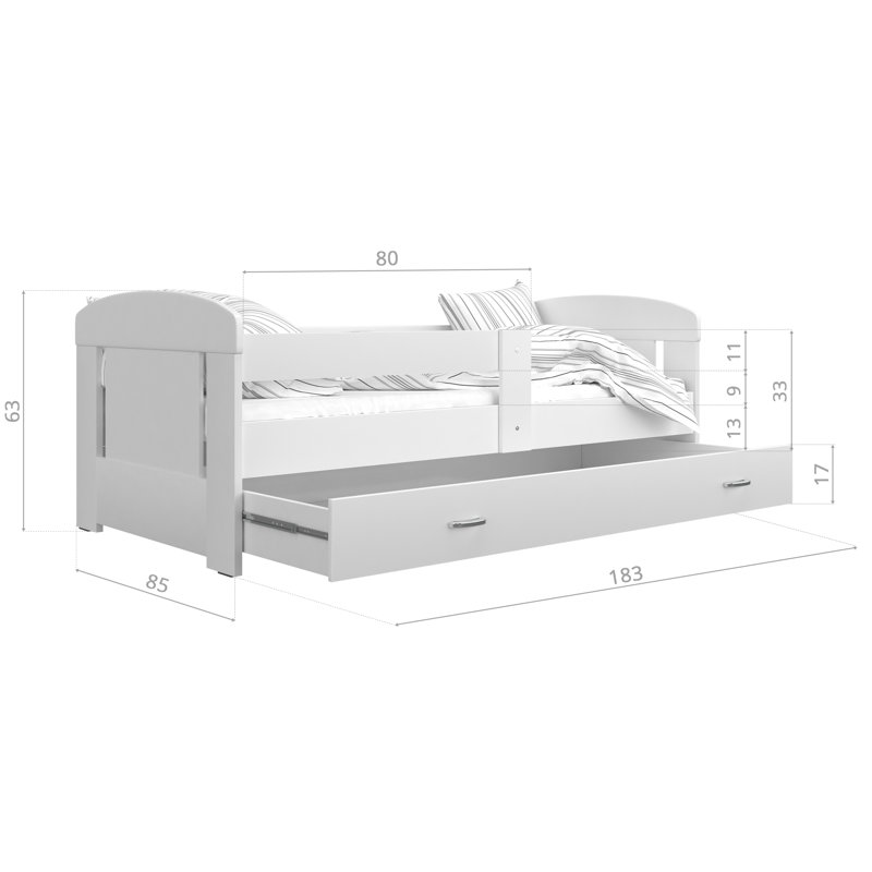 Pierre Cabin Bed with Storage Included, European Toddler (80 x 160cm), Blue