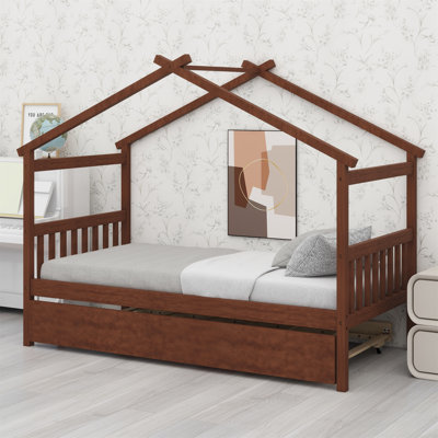 Lit en bois avec lit gigogne