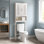 Armoire de salle de bain compacte, organisateur de tablette réglable à 4 niveaux, barre inférieure réglable, unité de rangement au-dessus de la toilette, blanc