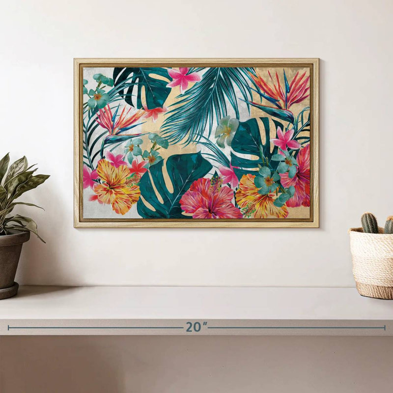Flore tropicale, Cadre flottant en bois naturel, 13 po x 9 po