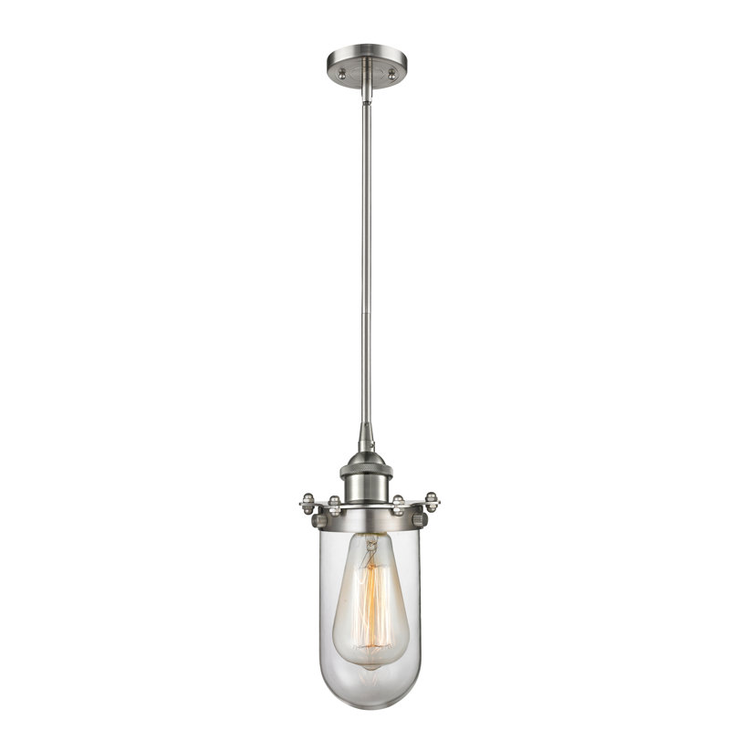 Luminaire suspendu à 1 lumière Calixta, Nickel satiné brossé, Transparent, DEL